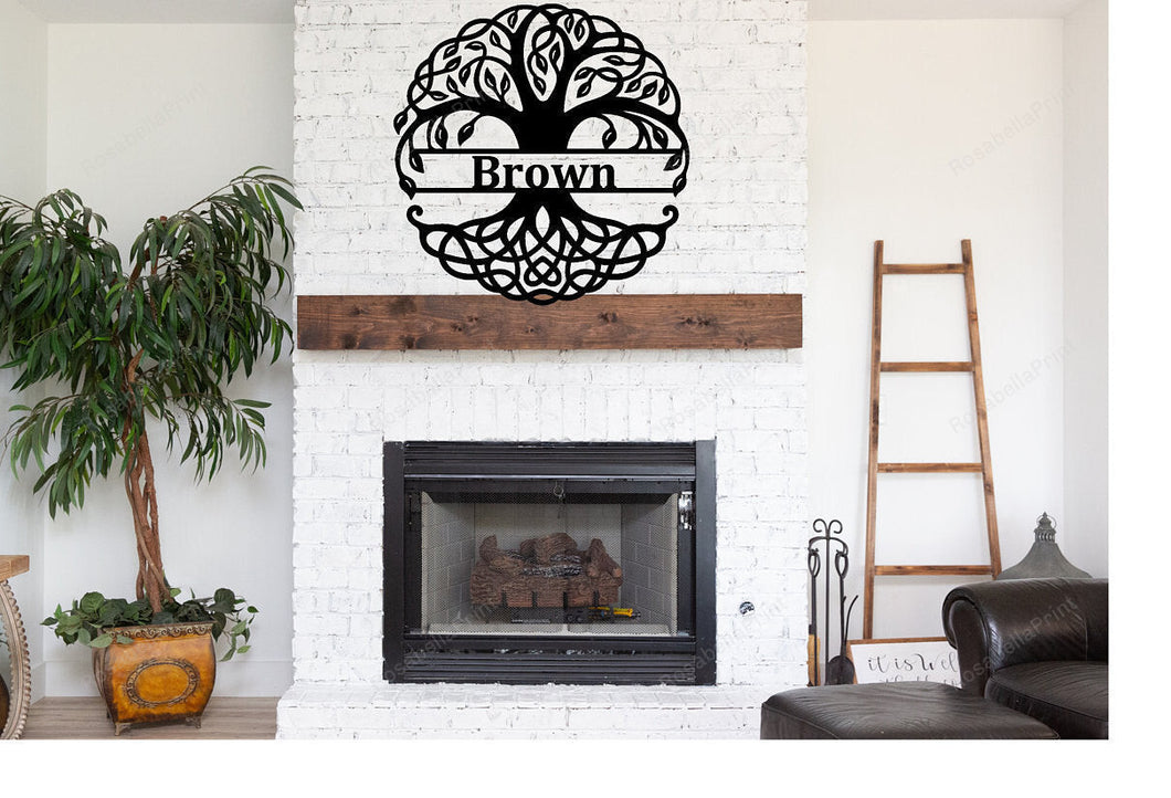 Personalized Tree Of Life Monogram, Cut Metal Sign Personalized Tree Outdoor Patio Signs Elegant Tree Signs For Garden