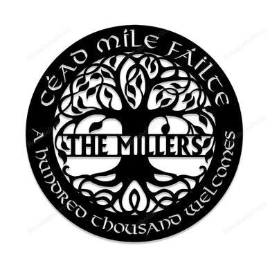 Personalized Tree Of Life Cead Mile Failte Irish Celtic Metal Sign Personalized Tree Funny Signs Puny Custom Signs For Home Decor