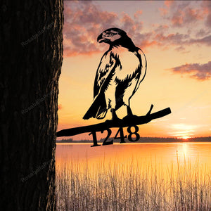 Personalized Hawk Metal Tree Stake, Steel Art, Gift For Father Laser Cut Metal Sign Personalized Hawk Custom Metal Sign Funny Bar Signs For Home Bar