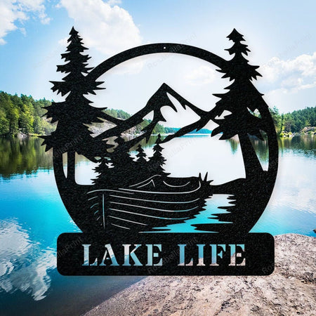 Boat Lake Life Laser Cut Metal Sign Boat Lake Chicken Sign Big Last Name Signs For Home