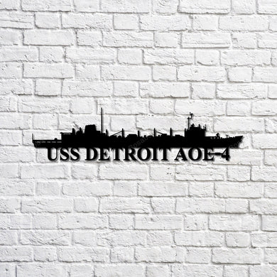Uss Detroit Aoe4 Navy Ship Metal Sign Uss Detroit Patio Signs Cute Garage Signs For Men Funny