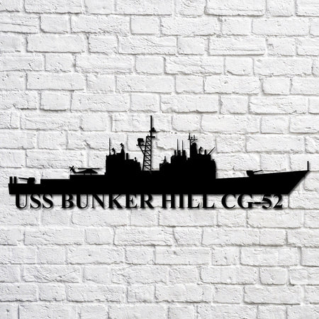 Uss Bunker Hill Cg52 Navy Ship Metal Art, Custom Us Navy Ship Cut Metal Signs Uss Bunker Tin Sign Funny Welcome Sign For Wall