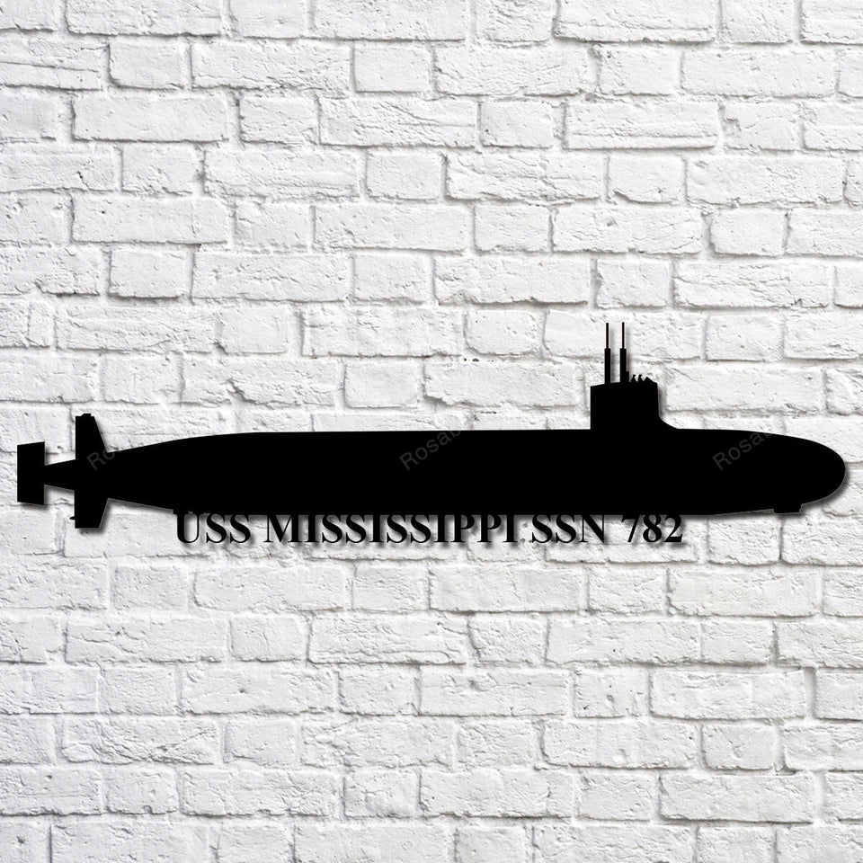 Uss Mississippi Ssn 782 Navy Ship Metal Art, Gift For Navy Veteran, Navy Ships Silhouette Metal Art, Navy Laser Cut Metal Sign Uss Mississippi Family Sign Kawaii Metal Signs For Garage Man Cave