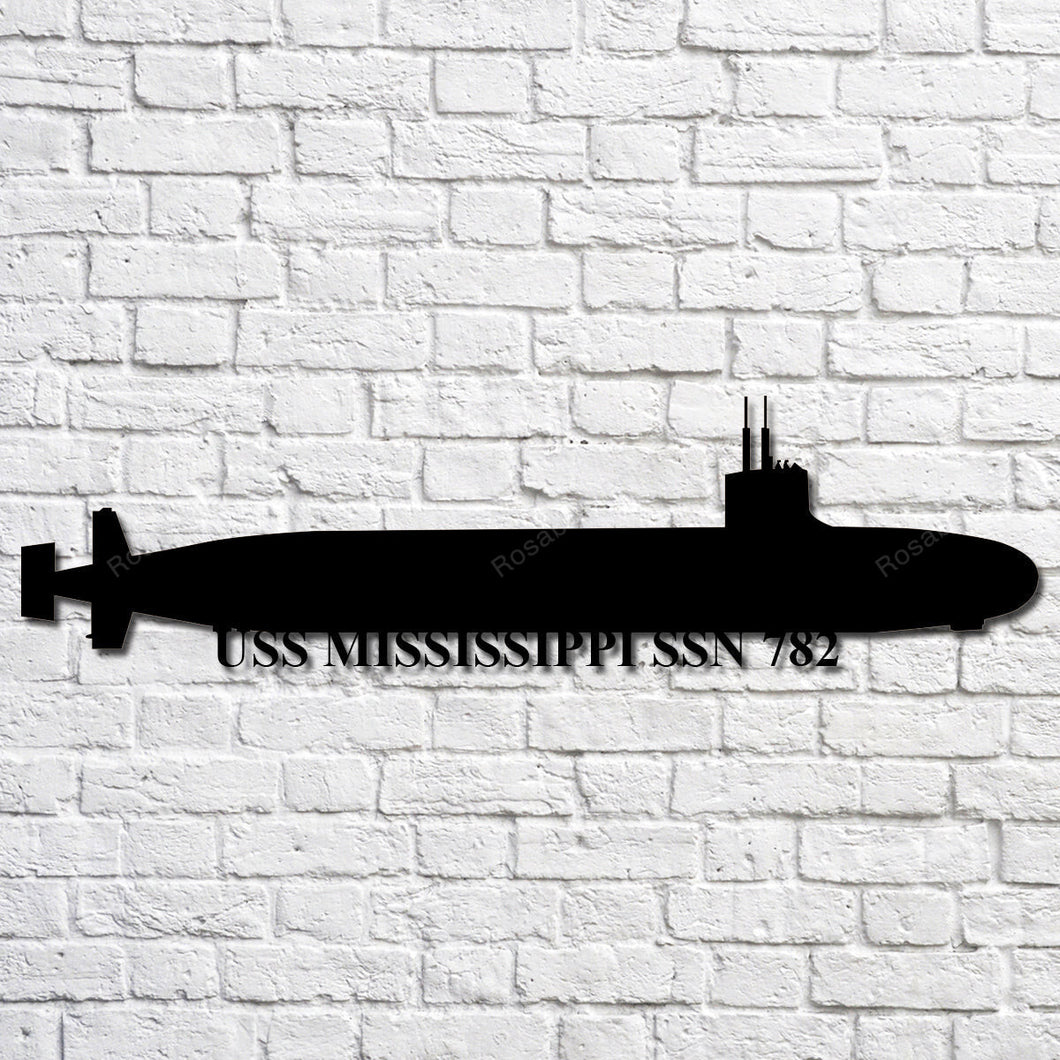Uss Mississippi Ssn 782 Navy Ship Metal Art, Gift For Navy Veteran, Navy Ships Silhouette Metal Art, Navy Laser Cut Metal Sign Uss Mississippi Family Sign Kawaii Metal Signs For Garage Man Cave