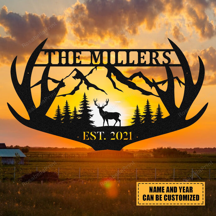 Personalized Family Name Deer Hunting Hunter Metal Signs Personalized Family Sign Men Clean Funny Signs For Man Cave