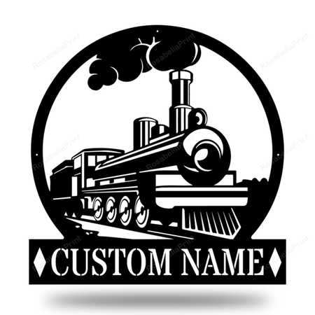 Steam Train Monogram Customized Metal Sign Steam Train Custom Wedding Sign Puny Last Name Signs For Home