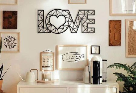 Geometric Love Decor Wall Art Laser Cut Metal Sign Geometric Love Old Metal Signs Elegant Signs For Garden