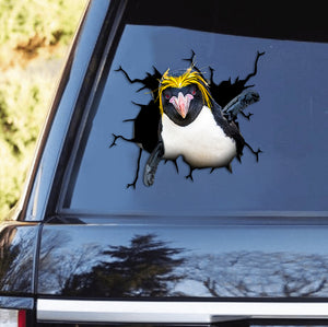 [th0611-snf-tpa]-macaroni-penguin-crack-car-sticker-animals-lover