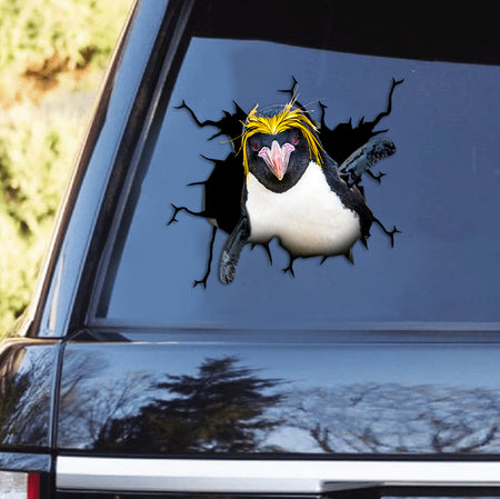[th0611-snf-tpa]-macaroni-penguin-crack-car-sticker-animals-lover