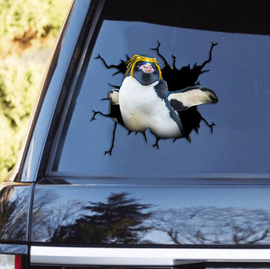 [th0612-snf-tpa]-macaroni-penguin-crack-car-sticker-animals-lover