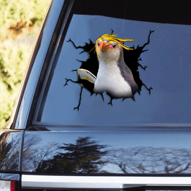 [th0614-snf-tpa]-macaroni-penguin-crack-car-sticker-animals-lover
