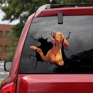 [da0264-snf-lad]-vizsla-crack-car-sticker-dogs-lover