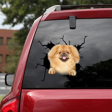 [da0178-snf-tnt]-pekingese-crack-car-sticker-dogs-lover