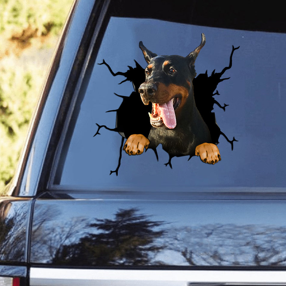 [th0627-snf-tpa]-doberman-crack-car-sticker-dogs-lover
