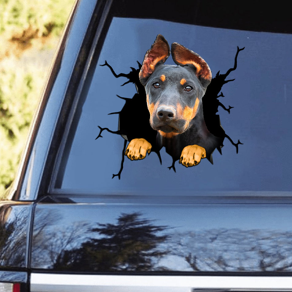 [th0628-snf-tpa]-doberman-crack-car-sticker-dogs-lover