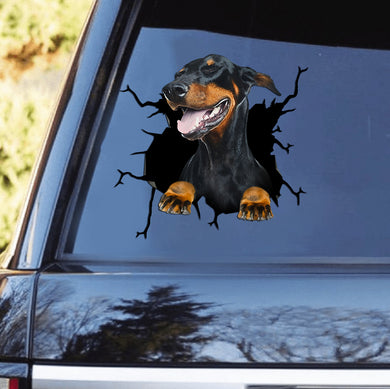 [th0632-snf-tpa]-doberman-crack-car-sticker-dogs-lover