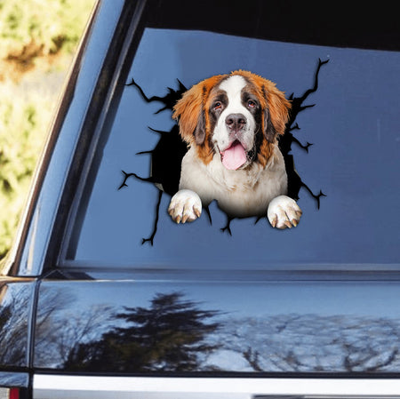 [th0625-snf-tpa]-st.-bernard-crack-car-sticker-dogs-lover