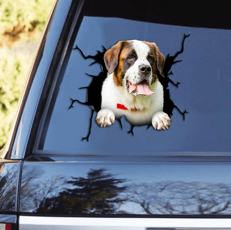 [th0626-snf-tpa]-st.-bernard-crack-car-sticker-dogs-lover