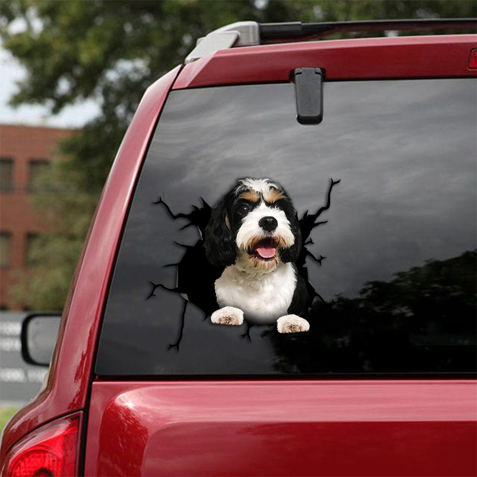 [th0148-snf-tpa]-cavachon-crack-car-sticker-dogs-lover