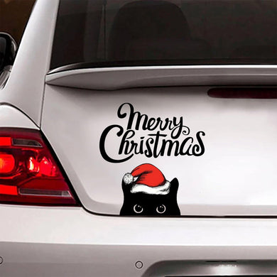 [sk0433-snf-tnt] Black cats merry Christmas  Car Sticker Cats Lover - Camellia Print