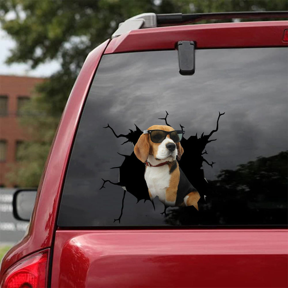 Funny Beagle Crack Decal For Car Window Cute Stickers 7 Year Anniversary Gift