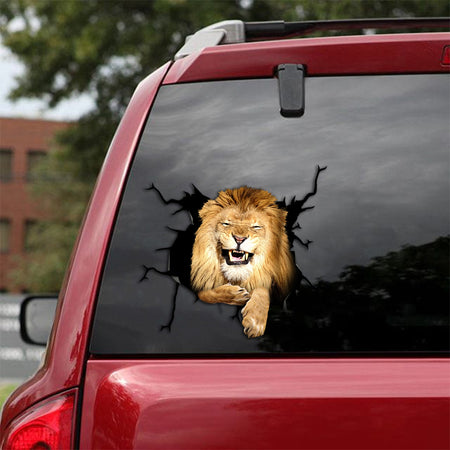 [th0152-snf-tpa]-lion-crack-car-sticker