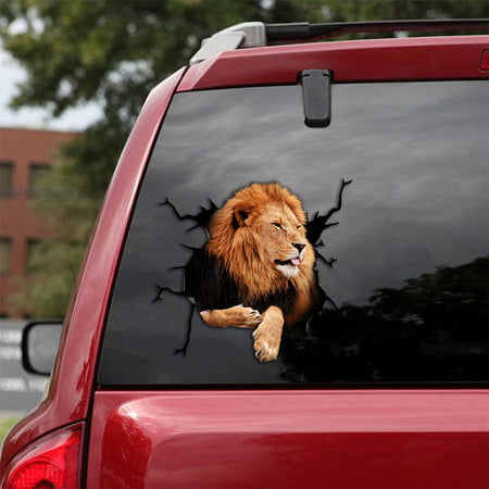[th0155-snf-tpa]-lion-crack-car-sticker