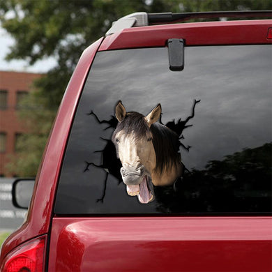 [th0160-snf-tpa]-funny-horse-crack-car-sticker-