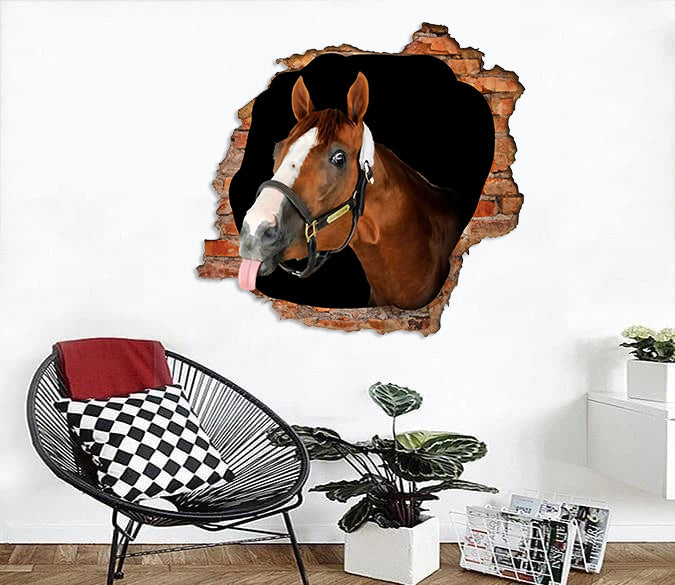 [th0163-snf-tpa]-funny-horse-crack-wall-decal