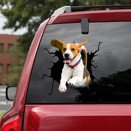 [da0190-snf-tnt]-beagle-crack-car-sticker-dogs-lover