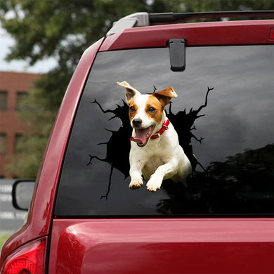 [da0191-snf-tnt]-beagle-crack-car-sticker-dogs-lover