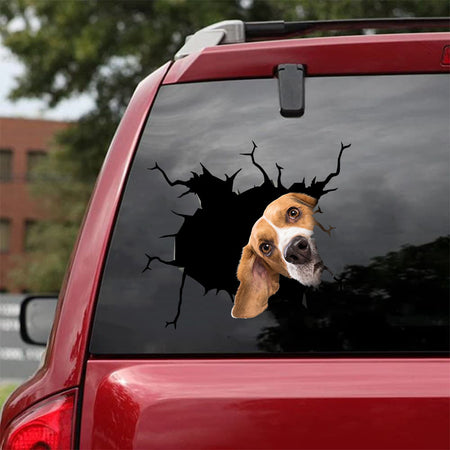 [da0194-snf-tnt]-beagle-crack-car-sticker-dogs-lover
