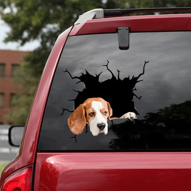[da0195-snf-tnt]-beagle-crack-car-sticker-dogs-lover