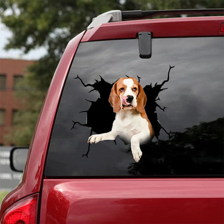 [da0196-snf-tnt]-beagle-crack-car-sticker-dogs-lover