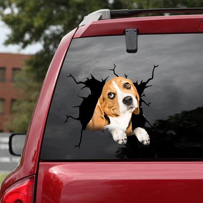 [da0198-snf-tnt]-beagle-crack-car-sticker-dogs-lover