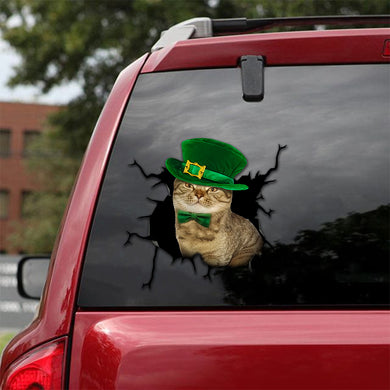 [th0222-snf-tpa]-lucky-cat-crack-car-sticker-cats-lover
