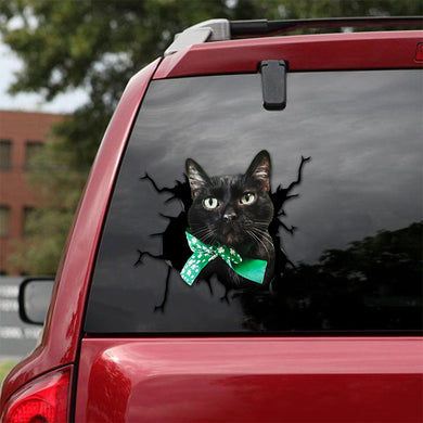 [th0224-snf-tpa]-lucky-cat-crack-car-sticker-cats-lover