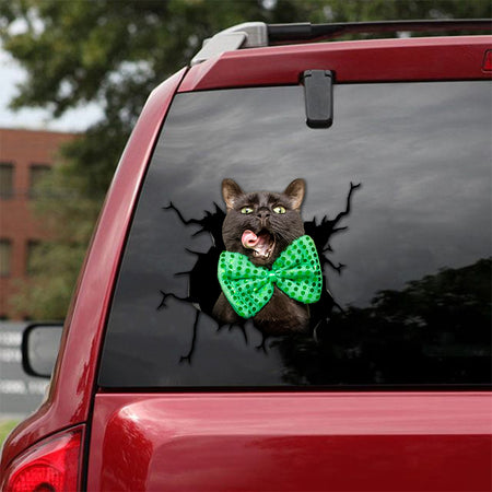 [th0225-snf-tpa]-lucky-cat-crack-car-sticker-cats-lover