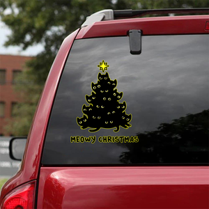 Black Cat Meowy Christmas Decal For Back Car Window Cuteness Overloaded Stickers Secret Santa Gift Ideas