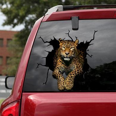 [sk1616-snf-tnt]-leopard-crack-car-sticker-animals-lover