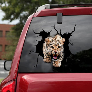 [sk1617-snf-tnt]-leopard-crack-car-sticker-animals-lover