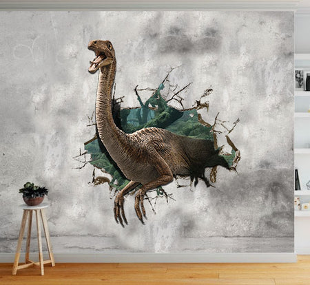 [ld0291-snf-lad]-gallimimus-crack-wall-decal-dinosaurs-lover