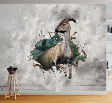 [ld0292-snf-lad]-parasaurolophus-crack-wall-decal-dinosaurs-lover