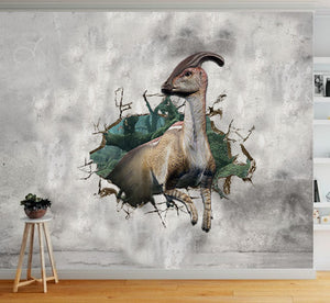[ld0292-snf-lad]-parasaurolophus-crack-wall-decal-dinosaurs-lover