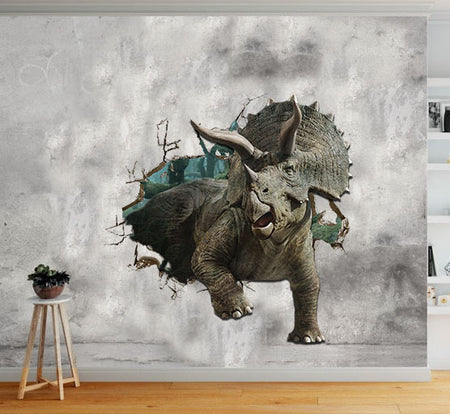 [ld0294-snf-lad]-triceratops-crack-wall-decal-dinosaurs-lover