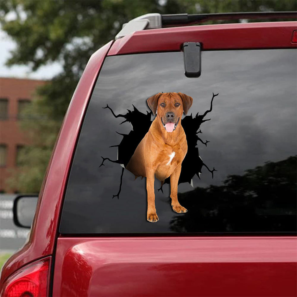 [ld0513-snf-lad]-rhodesian-ridgeback-crack-car-sticker-dogs-lover