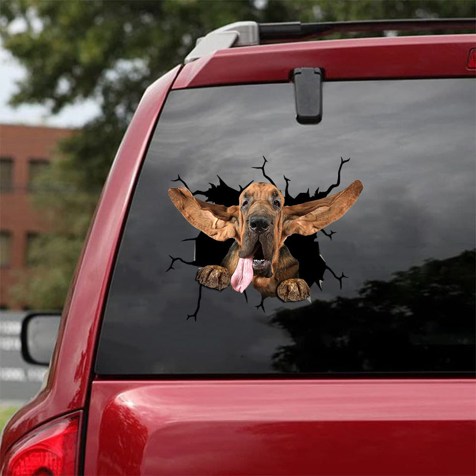 [ld0506-snf-lad]-bloodhound-crack-car-sticker-dogs-lover