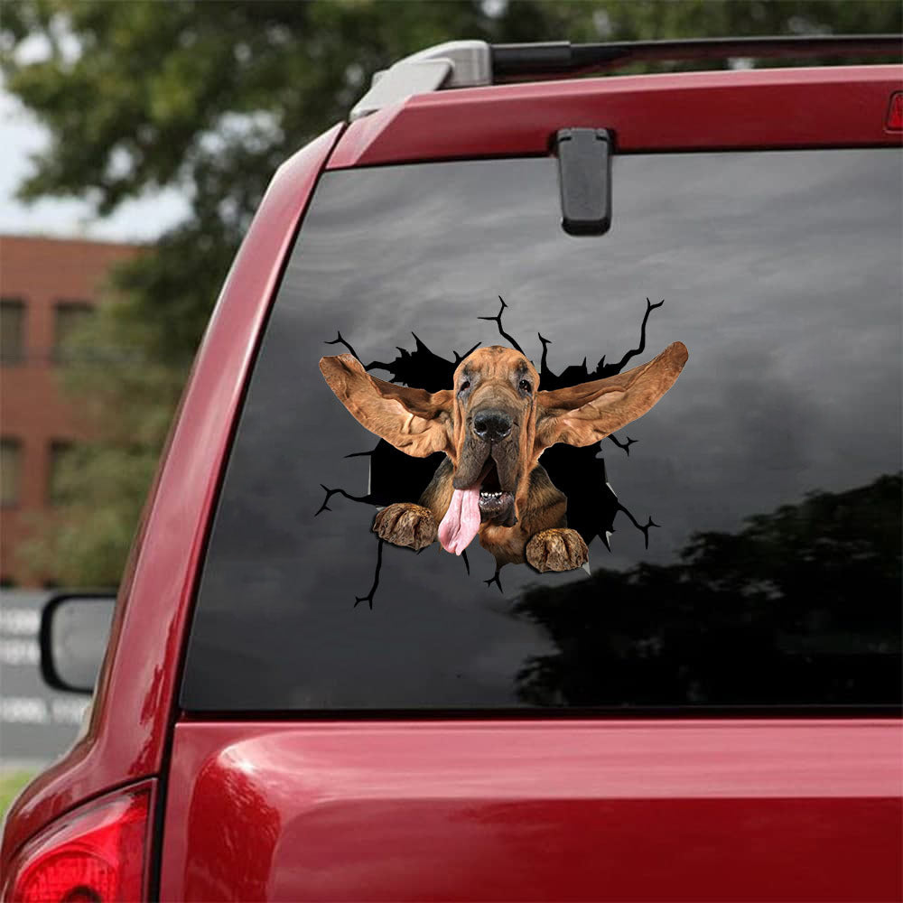 [ld0506-snf-lad]-bloodhound-crack-car-sticker-dogs-lover