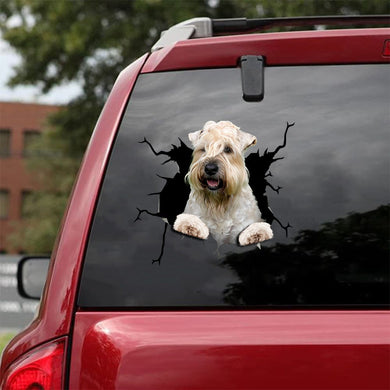 [ld0507-snf-lad]-soft-coated-wheaten-terrier-crack-car-sticker-dogs-lover