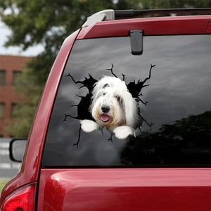 [ld1530-snf-lad]-old-english-sheepdogs-crack-car-sticker-dogs-lover